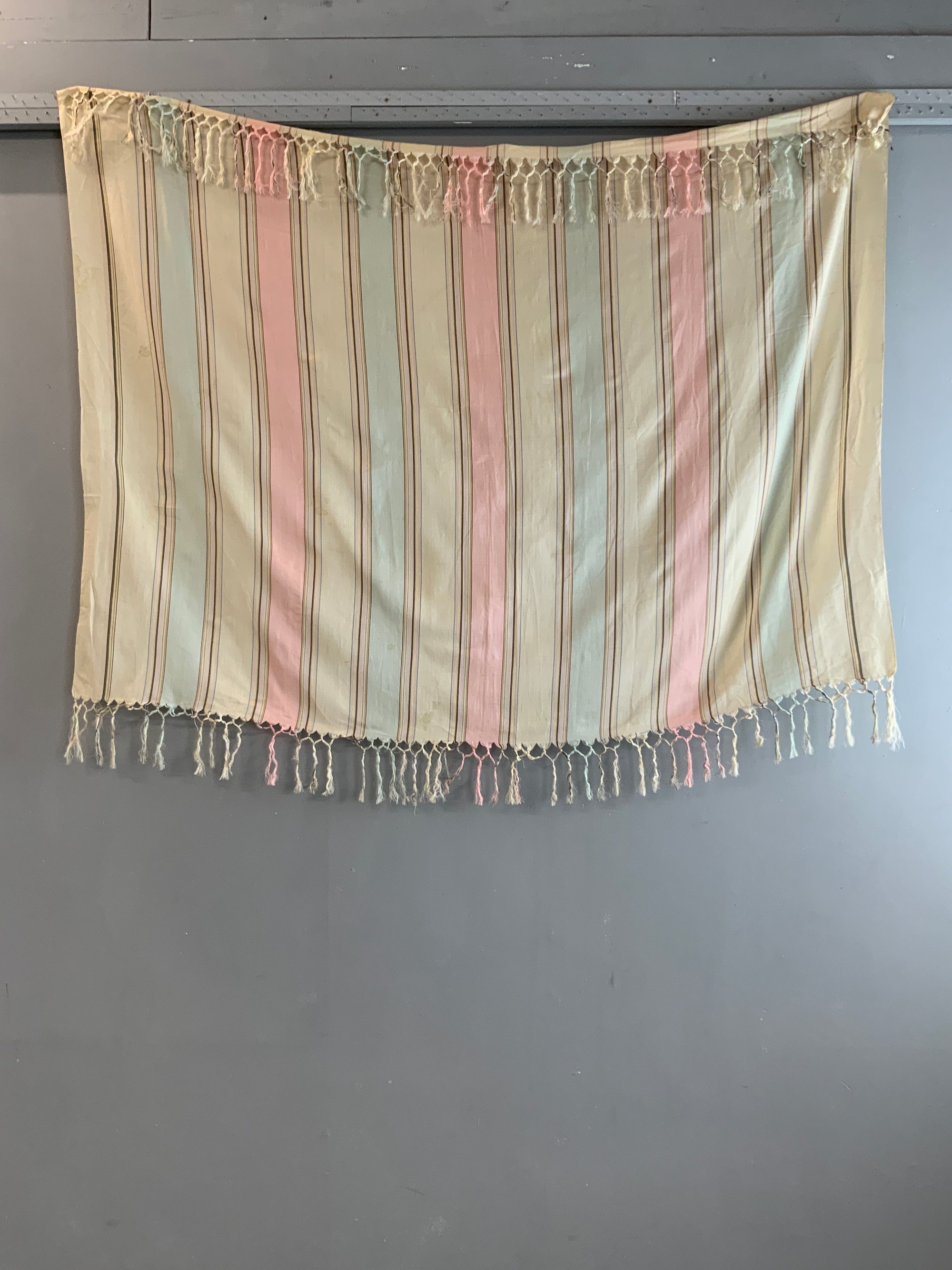 Late Victorian plain candy striped shawl (152 x 113cm)