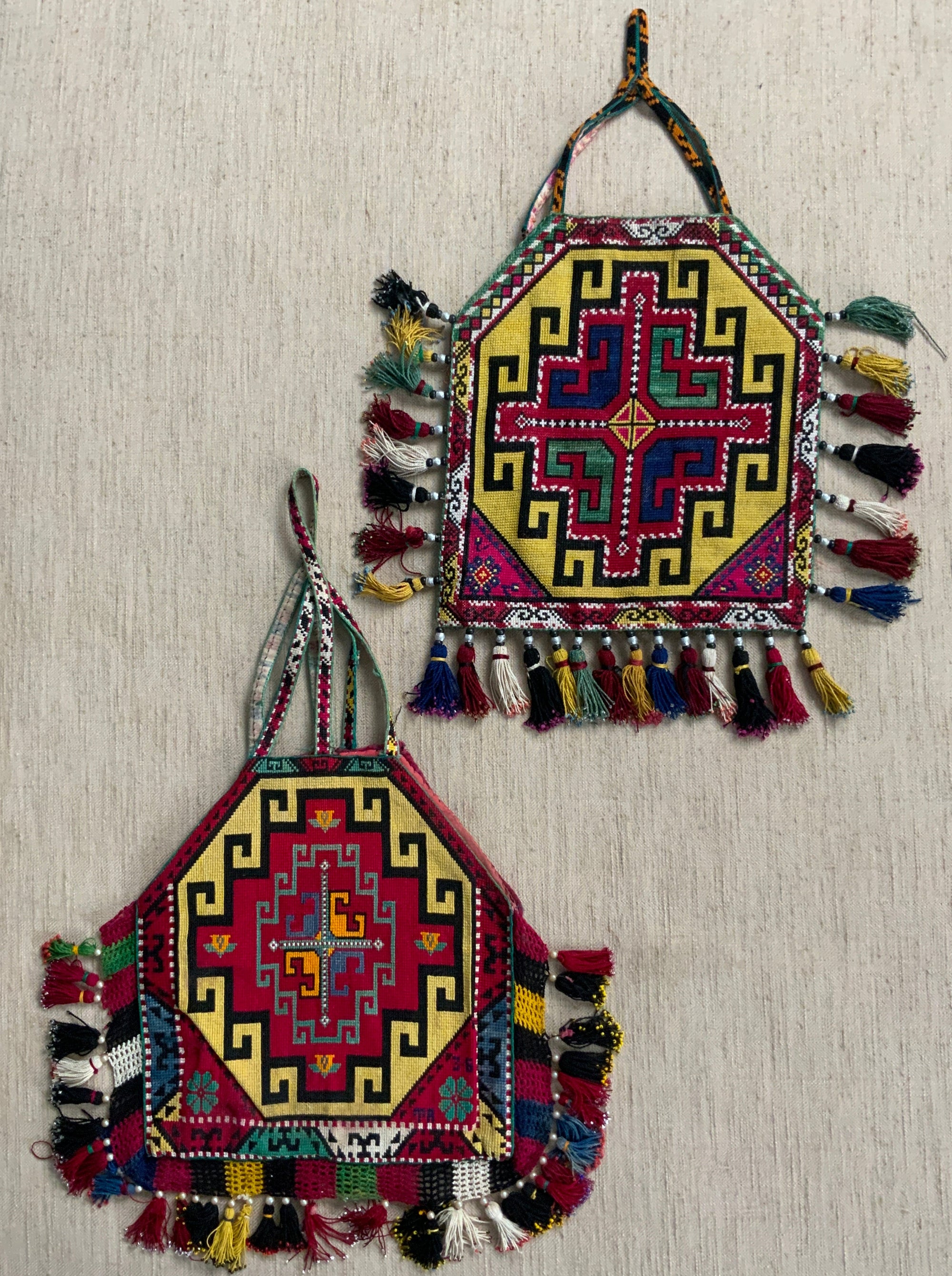 Two Uzbek cross stitch octagonal bags [2]