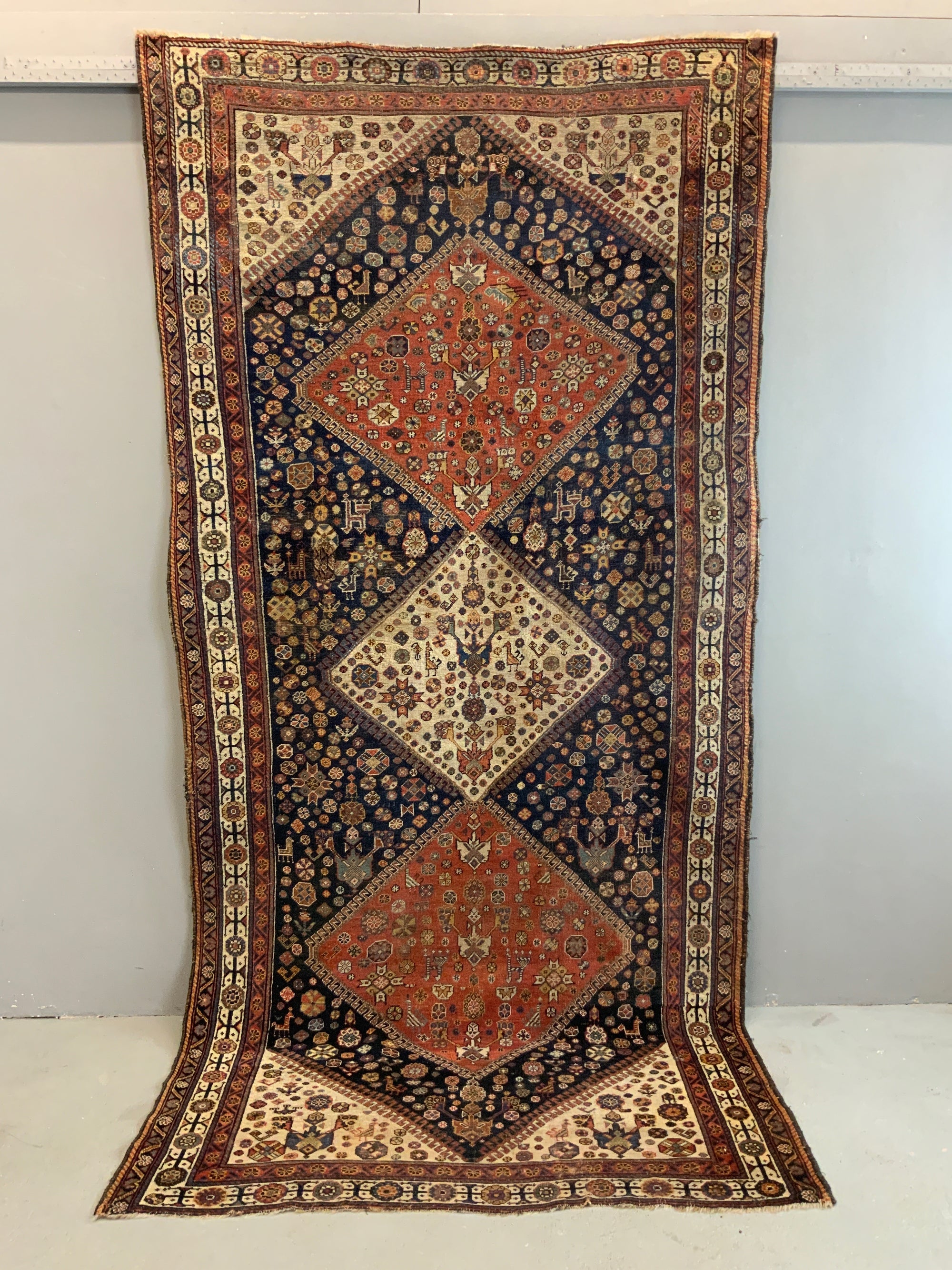 Fars or Gashgai type antique carpet (305 x 148cm)
