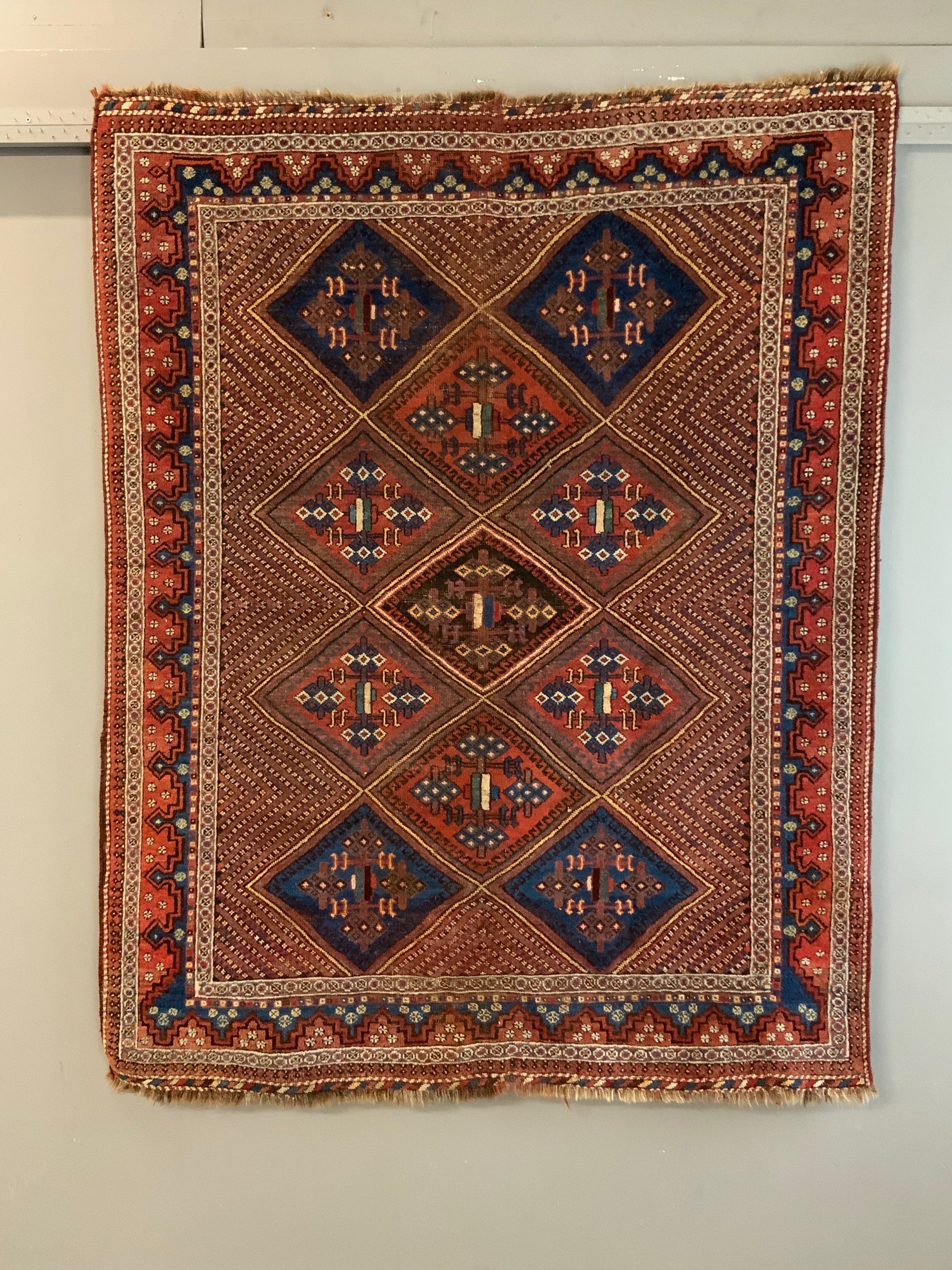 Afshar antique lattice design rug (169 x 136cm)