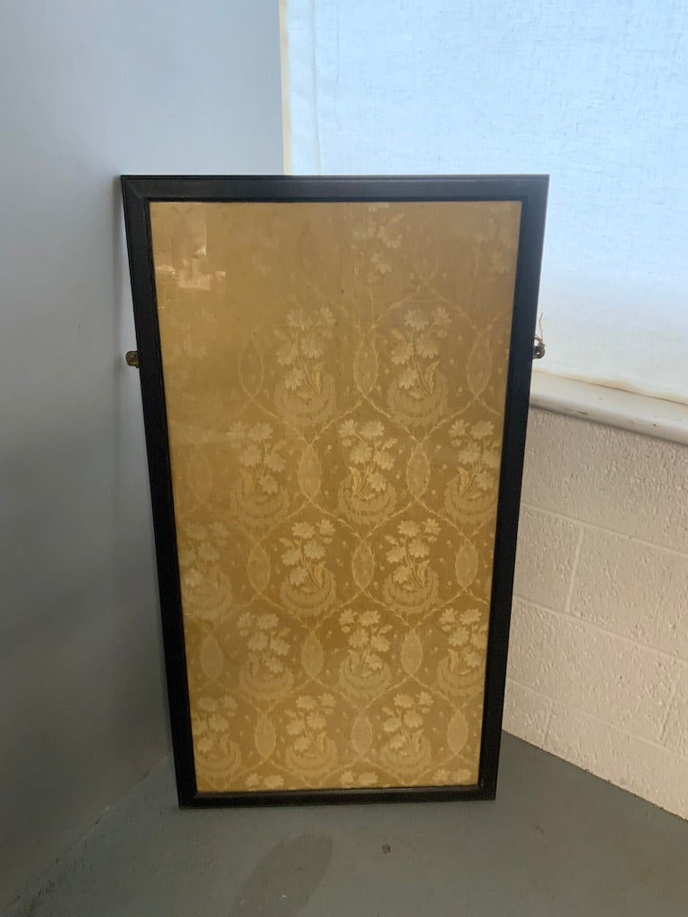 Victorian gold silk lampas framed and glazed (114 x 58cm)