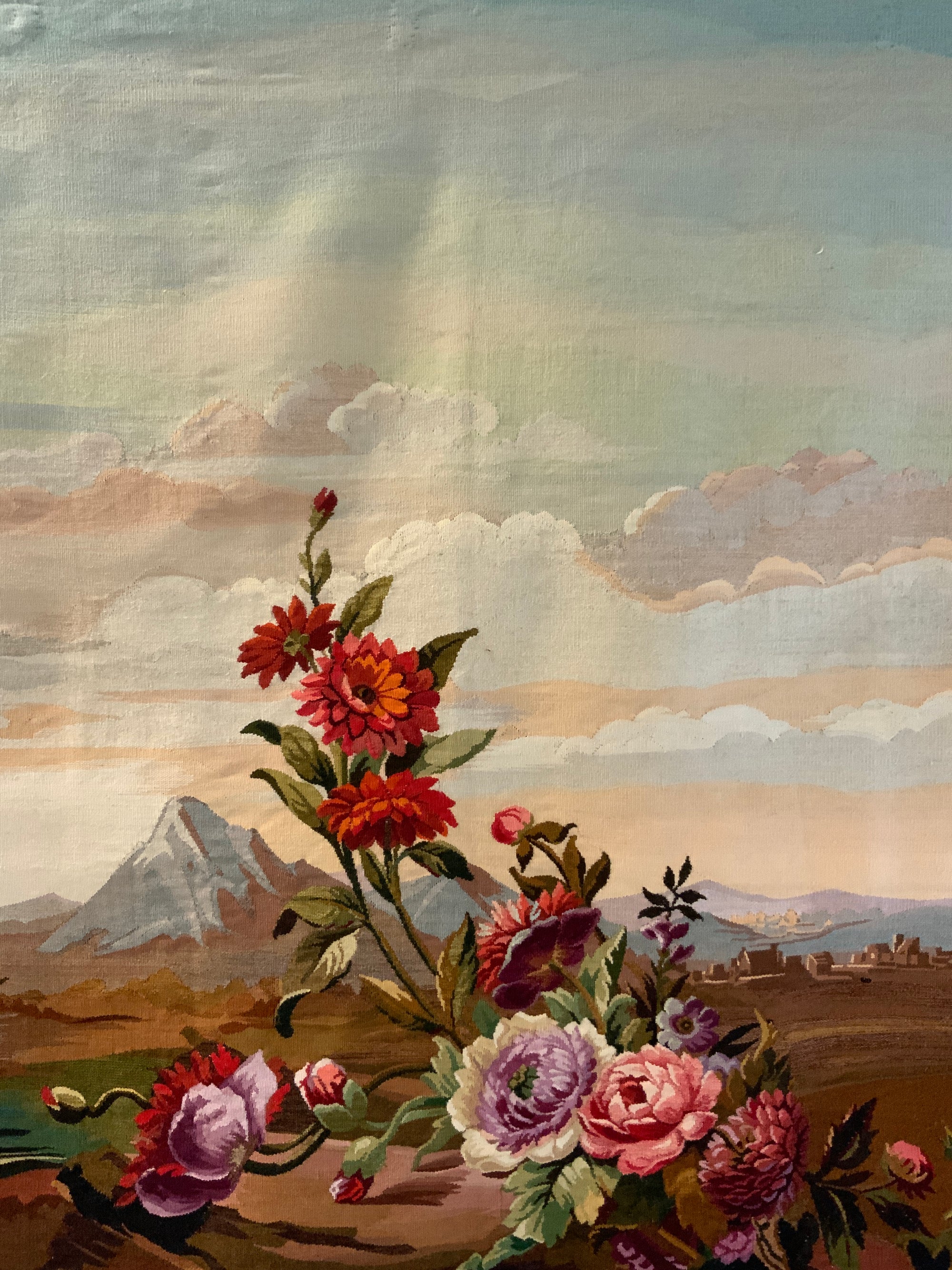 Small surrealist landscape tapestry 1930s (108 x 126cm)