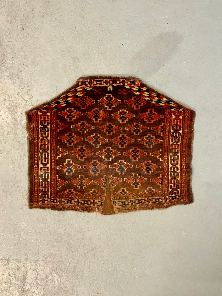 Turkmen Yomut antique horse saddle cover (54 x 64cm)