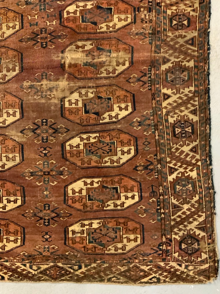 Turkmen antique Kizil Ayak carpet fragment (191 x 186cm) *AF