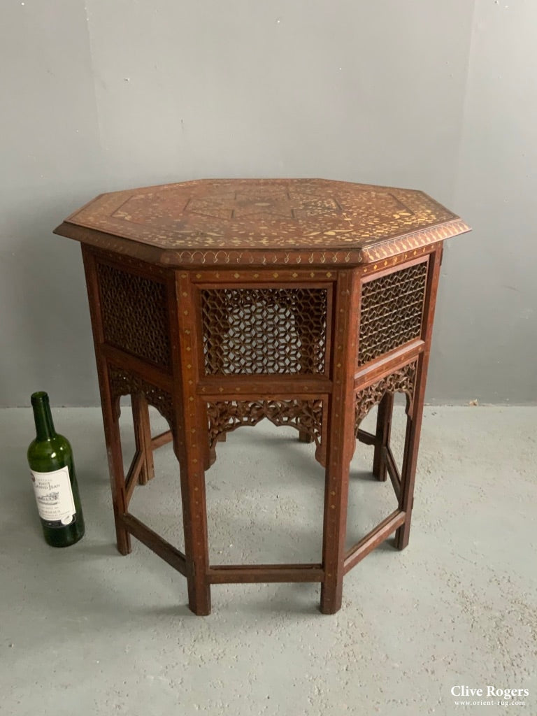 Anglo-Indian Punjab Inlaid Octagonal Hardwood Table ( 61 X 61Cm)