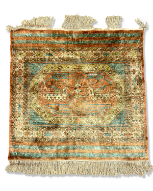 Silk rug replica of a 15-16th century Turkish Anatolian rug (93 x 90cm)