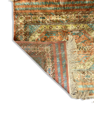 Silk rug replica of a 15-16th century Turkish Anatolian rug (93 x 90cm)
