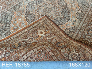 Tabreez Haji Jalili style pale bronze colour rug (168 x 120cm)