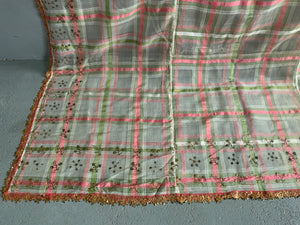 Ottoman Turkish antique fine chequered silk (291 x 180cm)