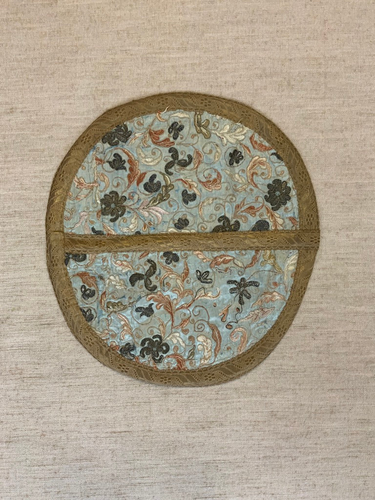 Chinese antique embroidery small roundel (40 x 44cm)