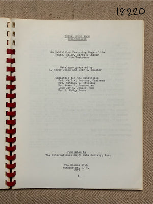 Tribal Rugs from Turkmenistan. Exhibition catalogue 1973