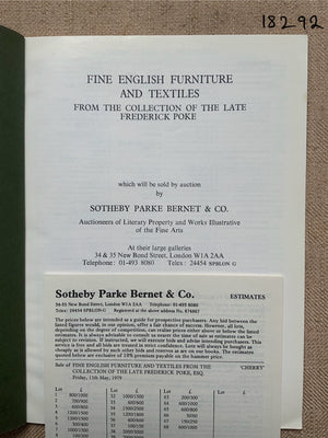 Sotheby's Fine English Furniture and Textiles May 1979