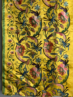 Ottoman yellow silk antique embroidery (127 x 52cm)