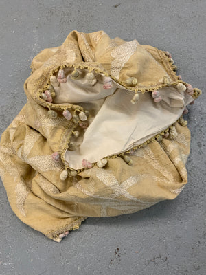 Turkish Ottoman antique silk embroidered bohçe on silk ground (96 x 90cm)