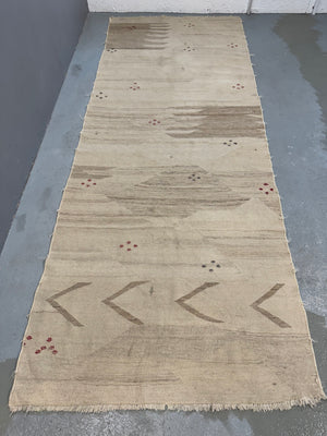 Vintage pale flatweave kilim fragment (305 x 119cm)