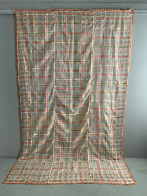 Ottoman Turkish antique fine chequered silk (291 x 180cm)