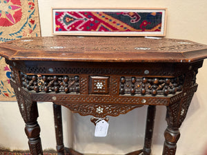Damascus carved table with MOP inlay (79 x 75 x 47cm)