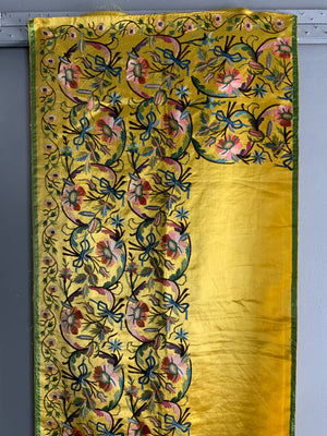 Ottoman yellow silk antique embroidery (127 x 52cm)