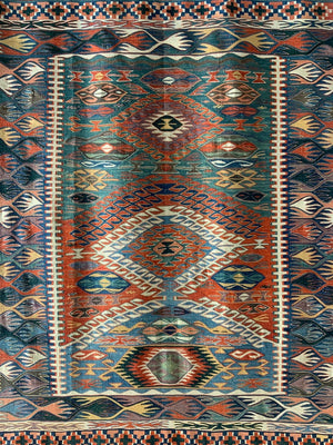 Turkish Konya kilim with Nazumlah design (178 x 148cm)