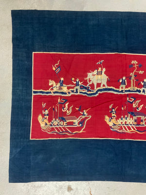 Three piece antique banner set Chinese community Burma / Thailand / SE Asian [3]