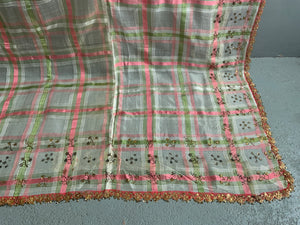 Ottoman Turkish antique fine chequered silk (291 x 180cm)