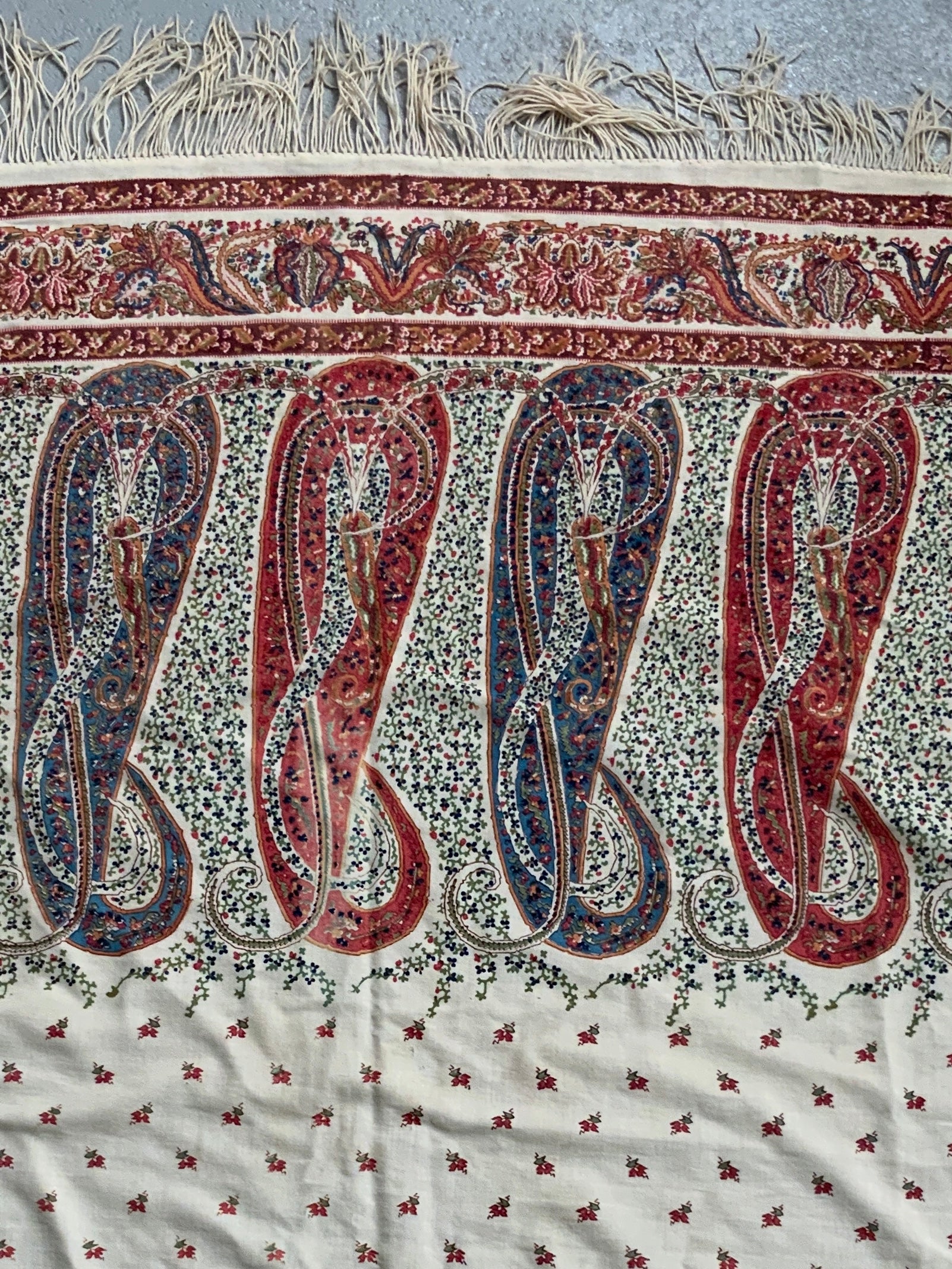 Antique printed shawl (309 x 157cm) *AF