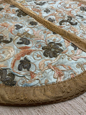 Chinese antique embroidery small roundel (40 x 44cm)