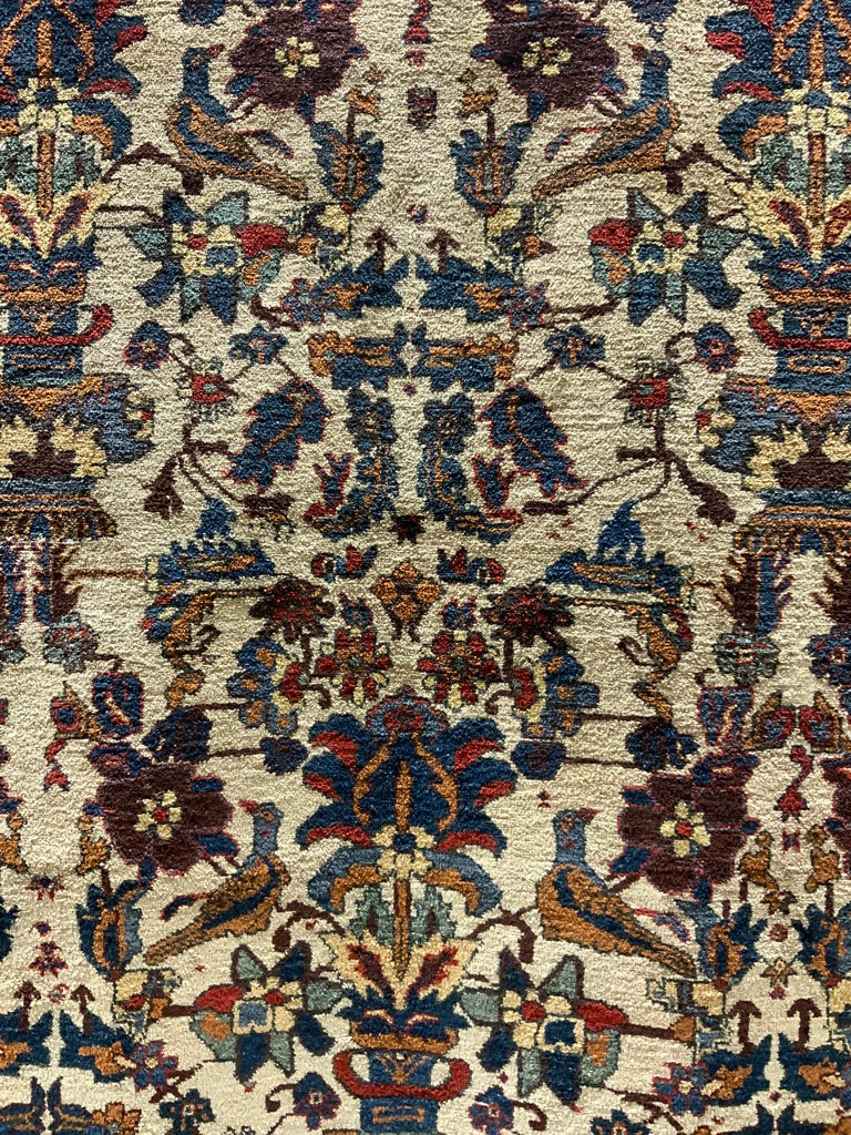 Turkish silk white ground 'Afshar' design rug (173 x 135cm) *new