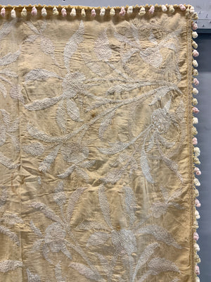 Turkish Ottoman antique silk embroidered bohçe on silk ground (96 x 90cm)