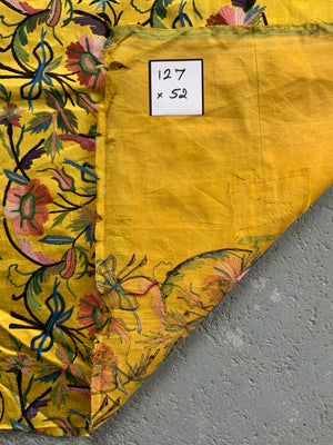 Ottoman yellow silk antique embroidery (127 x 52cm)