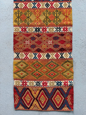 Swedish vintage wool drättaduk bench cover / runner / hanging (183 x 48cm)