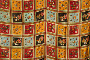 Victorian antique printed silk shawl (153 x 146cm)