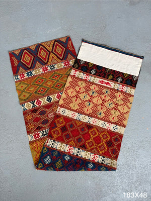 Swedish vintage wool drättaduk bench cover / runner / hanging (183 x 48cm)