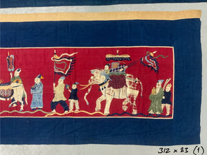 Three piece antique banner set Chinese community Burma / Thailand / SE Asian [3]