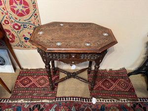 Damascus carved table with MOP inlay (79 x 75 x 47cm)