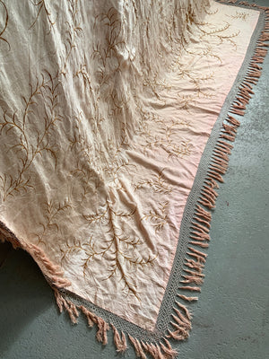 Chinese large antique embroidered export silk (275 x 214cm)