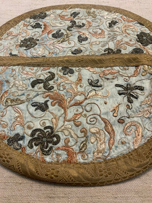Chinese antique embroidery small roundel (40 x 44cm)
