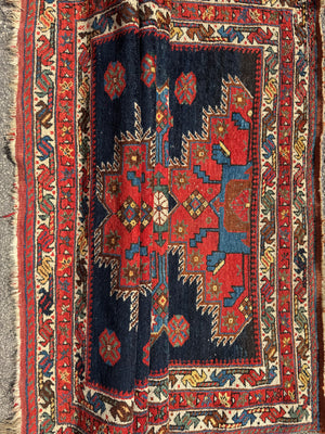 Afshar antique triple medallion rug (169 x 134cm)