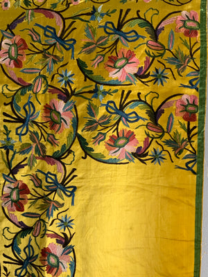 Ottoman yellow silk antique embroidery (127 x 52cm)