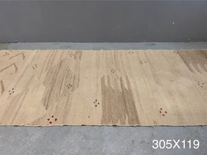 Vintage pale flatweave kilim fragment (305 x 119cm)