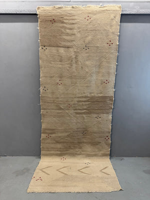 Vintage pale flatweave kilim fragment (305 x 119cm)