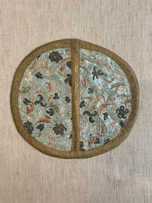 Chinese antique embroidery small roundel (40 x 44cm)