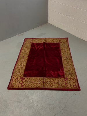 Continental antique gilt embroidered velvet (135 x 103cm)