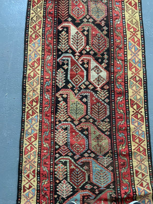 S. Caucasian Karabagh antique runner with boteh design (336 x 84cm)
