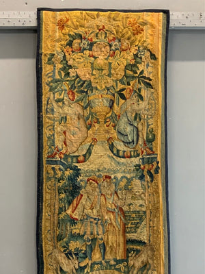 Franco - Flemish antique part silk tapestry border (166 x 50cm)