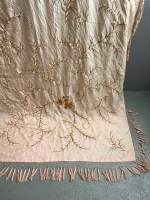 Chinese large antique embroidered export silk (275 x 214cm)