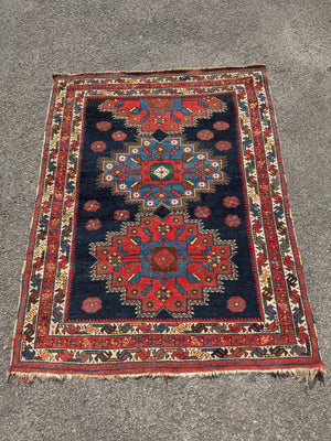 Afshar antique triple medallion rug (169 x 134cm)