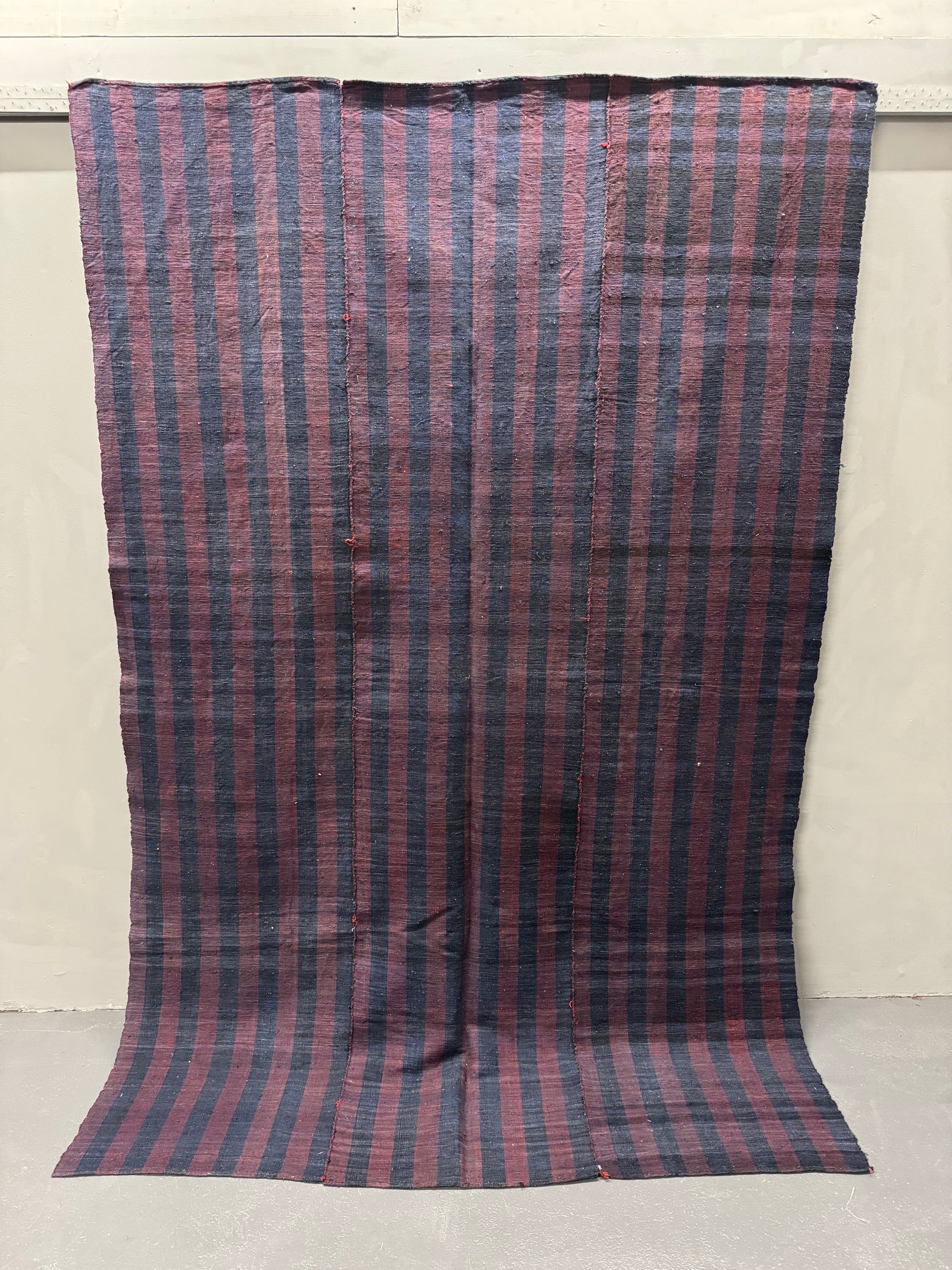 Turkish chequered wool flatweave cover (275 x 180cm)