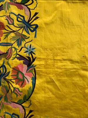 Ottoman yellow silk antique embroidery (127 x 52cm)