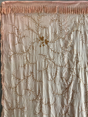 Chinese large antique embroidered export silk (275 x 214cm)